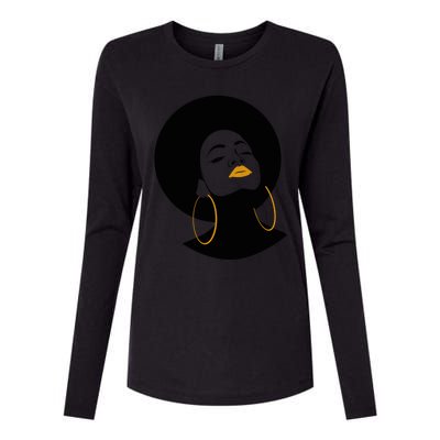 Black Magic Gold Lips Afro Queen Melanin Gift Womens Cotton Relaxed Long Sleeve T-Shirt