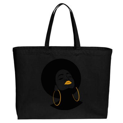 Black Magic Gold Lips Afro Queen Melanin Gift Cotton Canvas Jumbo Tote