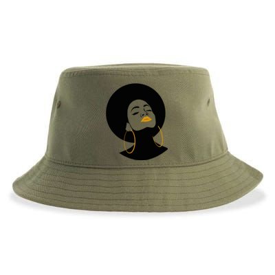 Black Magic Gold Lips Afro Queen Melanin Gift Sustainable Bucket Hat