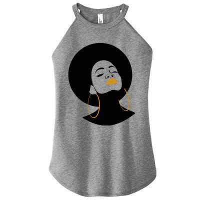 Black Magic Gold Lips Afro Queen Melanin Gift Women’s Perfect Tri Rocker Tank