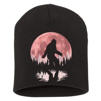 Bigfoot Moon Graphic Night Forest! Cool Sasquatch Short Acrylic Beanie