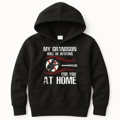 Baseball My Grandson Will Be Waiting For You At Home Kids Hoodie