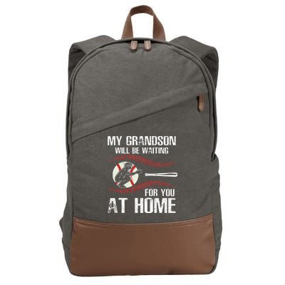 Baseball My Grandson Will Be Waiting For You At Home Cotton Canvas Backpack