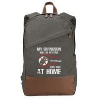 Baseball My Grandson Will Be Waiting For You At Home Cotton Canvas Backpack
