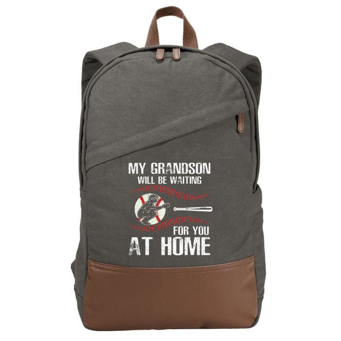 Baseball My Grandson Will Be Waiting For You At Home Cotton Canvas Backpack