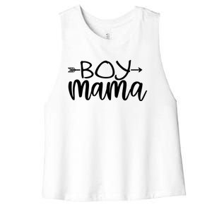 Boy Mama Graphic Mom Gift Women's Racerback Cropped Tank