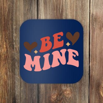 Be Mine Groovy Retro Valentine's Day Gift Coaster