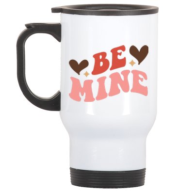 Be Mine Groovy Retro Valentine's Day Gift Stainless Steel Travel Mug