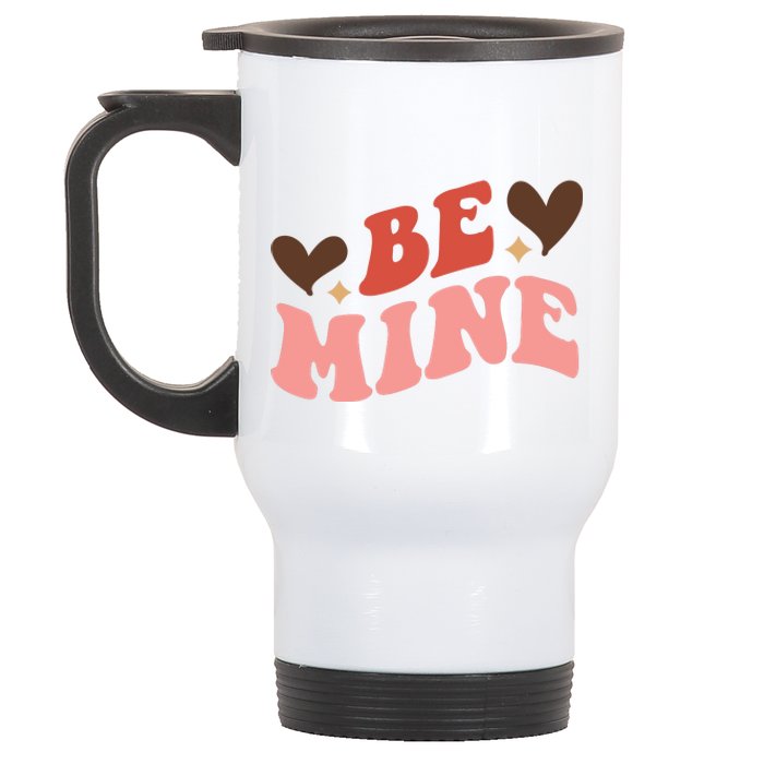 Be Mine Groovy Retro Valentine's Day Gift Stainless Steel Travel Mug