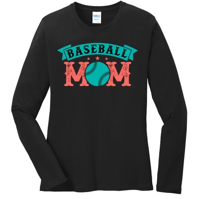 Baseball Mom Gift For Mom Vintage Ladies Long Sleeve Shirt