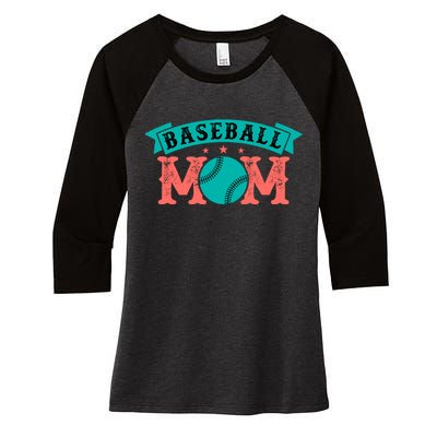 Baseball Mom Gift For Mom Vintage Women's Tri-Blend 3/4-Sleeve Raglan Shirt