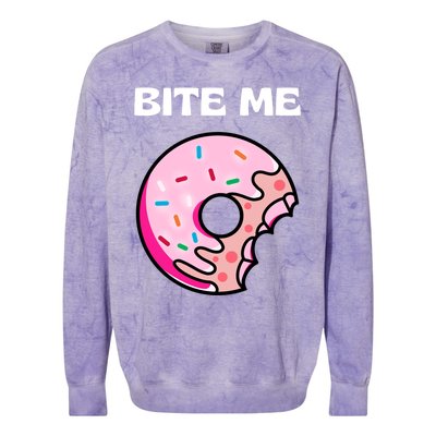 Bite Me Gift Donut Crew Gift Colorblast Crewneck Sweatshirt