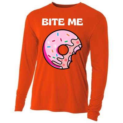 Bite Me Gift Donut Crew Gift Cooling Performance Long Sleeve Crew