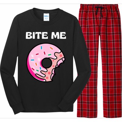 Bite Me Gift Donut Crew Gift Long Sleeve Pajama Set