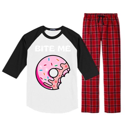 Bite Me Gift Donut Crew Gift Raglan Sleeve Pajama Set