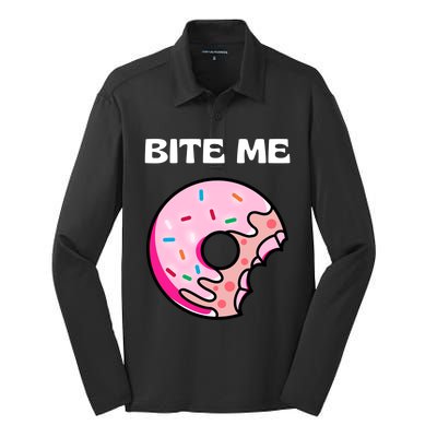 Bite Me Gift Donut Crew Gift Silk Touch Performance Long Sleeve Polo