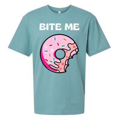 Bite Me Gift Donut Crew Gift Sueded Cloud Jersey T-Shirt