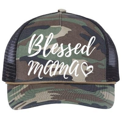 Blessed Mama Gift Christmas Family Matching Gift Retro Rope Trucker Hat Cap