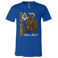 Brothers Masons Goat Rider WhoS Next Masonic FatherS Day V-Neck T-Shirt