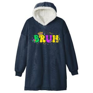 Bruh Mardi Gras Bruh Male Female Celebrating Mardi Gras Mask Festival Hooded Wearable Blanket