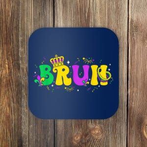 Bruh Mardi Gras Bruh Male Female Celebrating Mardi Gras Mask Festival Coaster