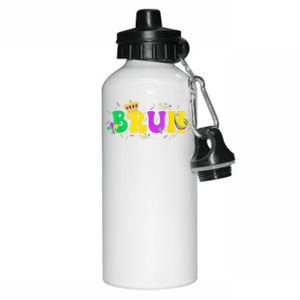 Bruh Mardi Gras Bruh Male Female Celebrating Mardi Gras Mask Festival Aluminum Water Bottle