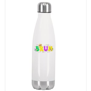 Bruh Mardi Gras Bruh Male Female Celebrating Mardi Gras Mask Festival Stainless Steel Insulated Water Bottle