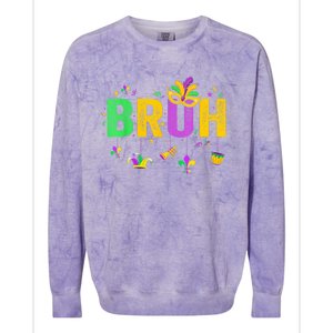 Bruh Mardi Gras Bruh Male Female Celebrating Mardi Gras Mask Carnival Colorblast Crewneck Sweatshirt