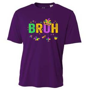 Bruh Mardi Gras Bruh Male Female Celebrating Mardi Gras Mask Carnival Cooling Performance Crew T-Shirt