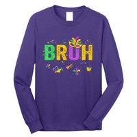 Bruh Mardi Gras Bruh Male Female Celebrating Mardi Gras Mask Carnival Long Sleeve Shirt