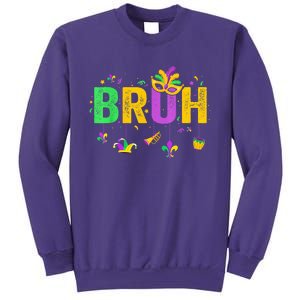 Bruh Mardi Gras Bruh Male Female Celebrating Mardi Gras Mask Carnival Sweatshirt