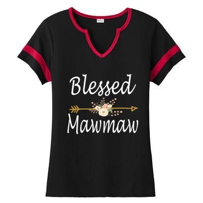 Blessed Mawmaw Great Gift Mothers Day Funny Gift Great Gift Ladies Halftime Notch Neck Tee