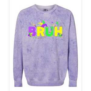 Bruh Mardi Gras Bruh Male Female Happy Mardi Gras Mask Colorblast Crewneck Sweatshirt