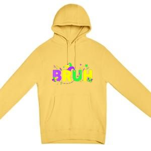 Bruh Mardi Gras Bruh Male Female Happy Mardi Gras Mask Premium Pullover Hoodie