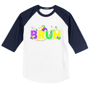 Bruh Mardi Gras Bruh Male Female Happy Mardi Gras Mask Baseball Sleeve Shirt