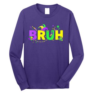 Bruh Mardi Gras Bruh Male Female Happy Mardi Gras Mask Long Sleeve Shirt