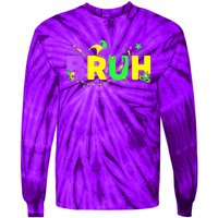 Bruh Mardi Gras Bruh Male Female Happy Mardi Gras Mask Tie-Dye Long Sleeve Shirt