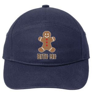 Bite Me (Gingerbread For Christmas) Cute Gift 7-Panel Snapback Hat