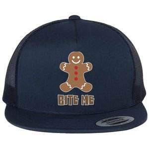 Bite Me (Gingerbread For Christmas) Cute Gift Flat Bill Trucker Hat