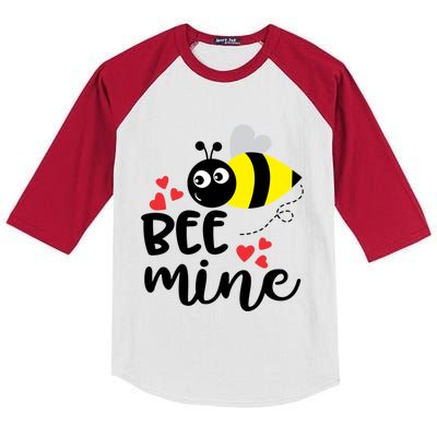 Bee Mine Gift Be Mine Couple Love Valentines Day Gift Kids Colorblock Raglan Jersey