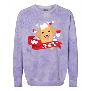 Be Mine Gift Funny Valentine's Day Cute Dog Puppy Gift Colorblast Crewneck Sweatshirt