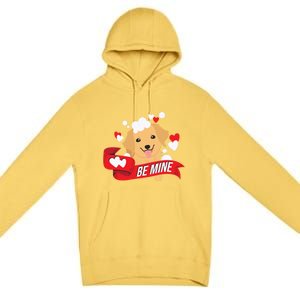 Be Mine Gift Funny Valentine's Day Cute Dog Puppy Gift Premium Pullover Hoodie