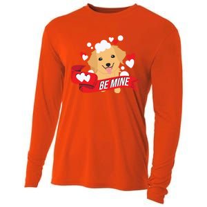 Be Mine Gift Funny Valentine's Day Cute Dog Puppy Gift Cooling Performance Long Sleeve Crew