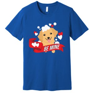 Be Mine Gift Funny Valentine's Day Cute Dog Puppy Gift Premium T-Shirt