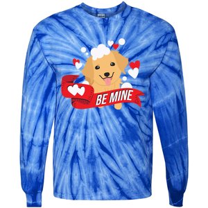 Be Mine Gift Funny Valentine's Day Cute Dog Puppy Gift Tie-Dye Long Sleeve Shirt