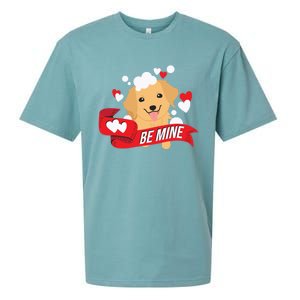 Be Mine Gift Funny Valentine's Day Cute Dog Puppy Gift Sueded Cloud Jersey T-Shirt