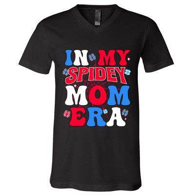 Boy Mama Groovy Mama And Daddy Spidey Mom In My Mom Era V-Neck T-Shirt