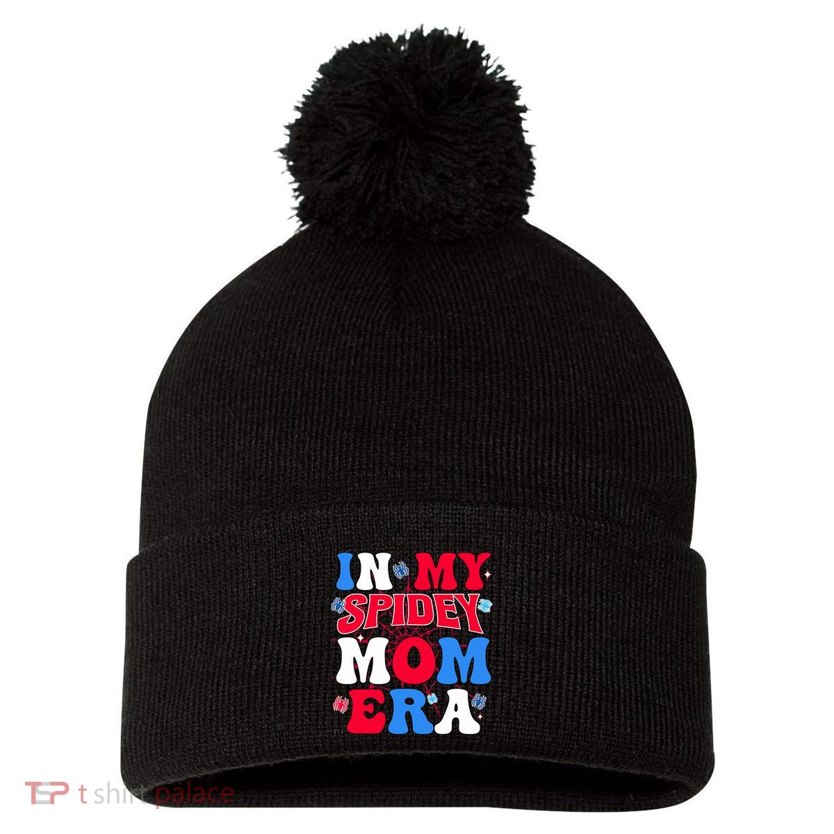 Boy Mama Groovy Mama And Daddy Spidey Mom In My Mom Era Pom Pom 12in Knit Beanie