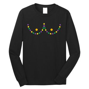 Boobs Mardi Gras Funny Beads Boobs Outline Long Sleeve Shirt