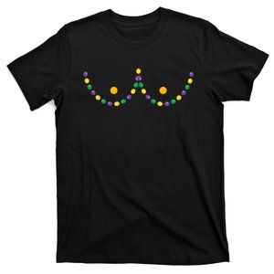 Boobs Mardi Gras Funny Beads Boobs Outline T-Shirt